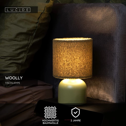 Lucide WOOLLY - Tischlampe - Ø 16 cm - 1xE14 - Grün - USP
